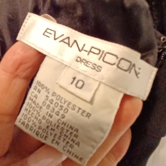 EVAN Picone Black Beaded Illusion Neckline Dress - Picture 5 of 8